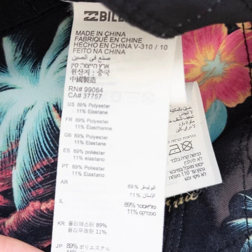 Billabong Mens Board Shorts 33 Black Tropical Floral Palm Tree Recycler Surf